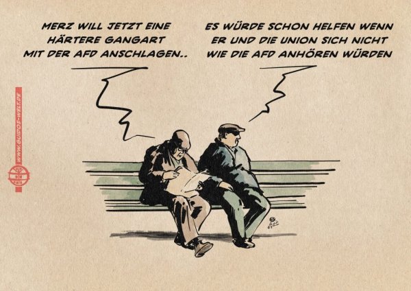 Guido Kühn @guido_kuehn@pixelfed.social Härtere Gangart https://cartoons.guido-kuehn.de/haertere-gangart/ Merz kündigt im WDR Interview an, nun eine „härtere Gangart“ mit der AfD anschlagen zu wollen. Man darf also um die Zukunft d…